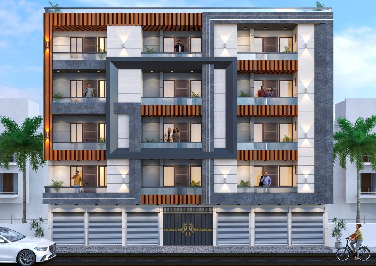 Modern residential building elevation